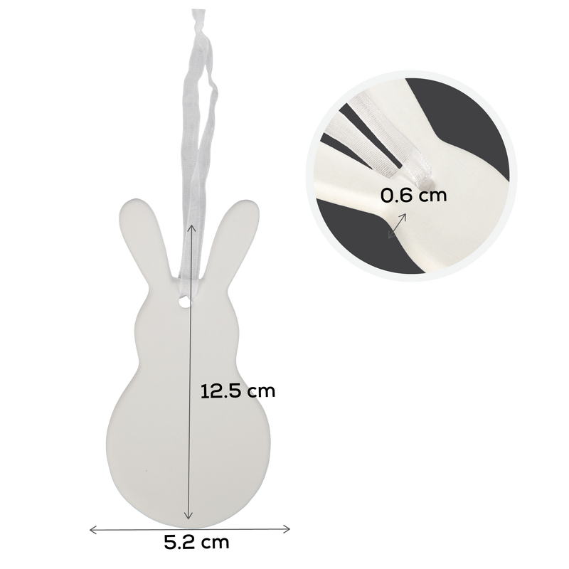 Light Gray Art Star Easter Hanging Ceramic Bunny Blank 6.1x12.5cm Easter