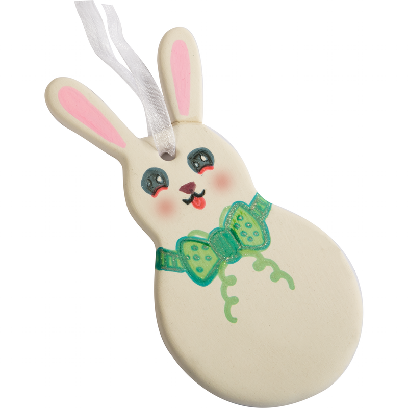 Light Gray Art Star Easter Hanging Ceramic Bunny Blank 6.1x12.5cm Easter