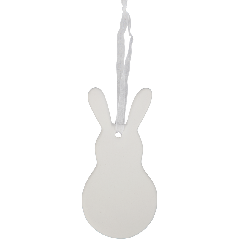 Light Gray Art Star Easter Hanging Ceramic Bunny Blank 6.1x12.5cm Easter