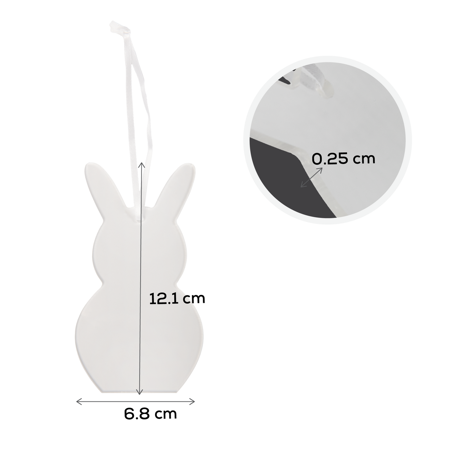 Light Gray Art Star Easter Hanging Clear Acrylic Bunny Blank 6.7x12.1cm Easter