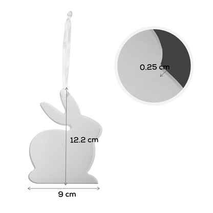 Light Gray Art Star Easter Hanging Clear Acrylic Sitting Rabbit Clear Blank 10x12.1cm Easter