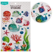 Light Gray Art Star Embossed Foil Stickers Underwater Friends (10 Stickers) Paper Craft