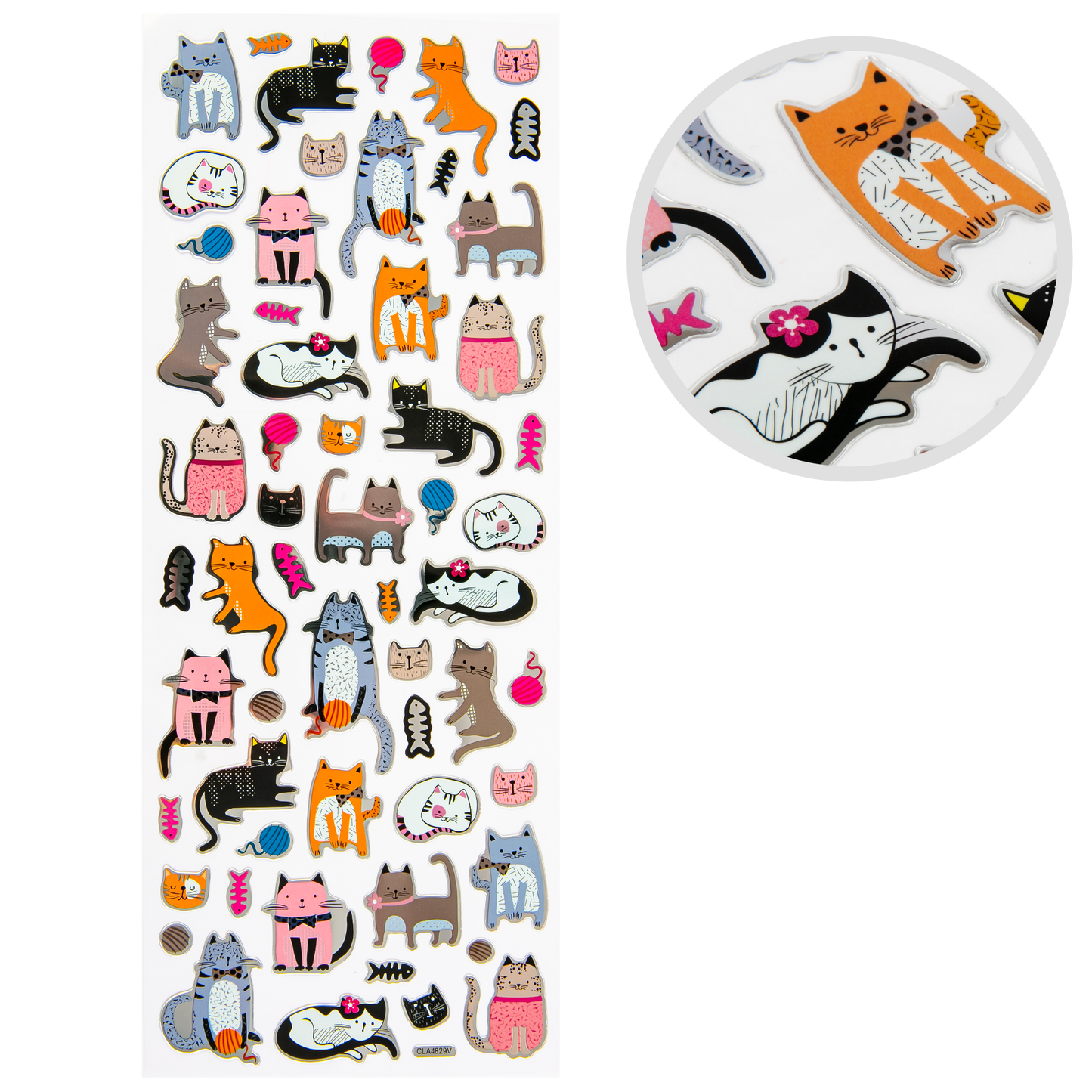 Misty Rose Art Star Foil Stickers Crazy Cats (30 Stickers) Paper Craft