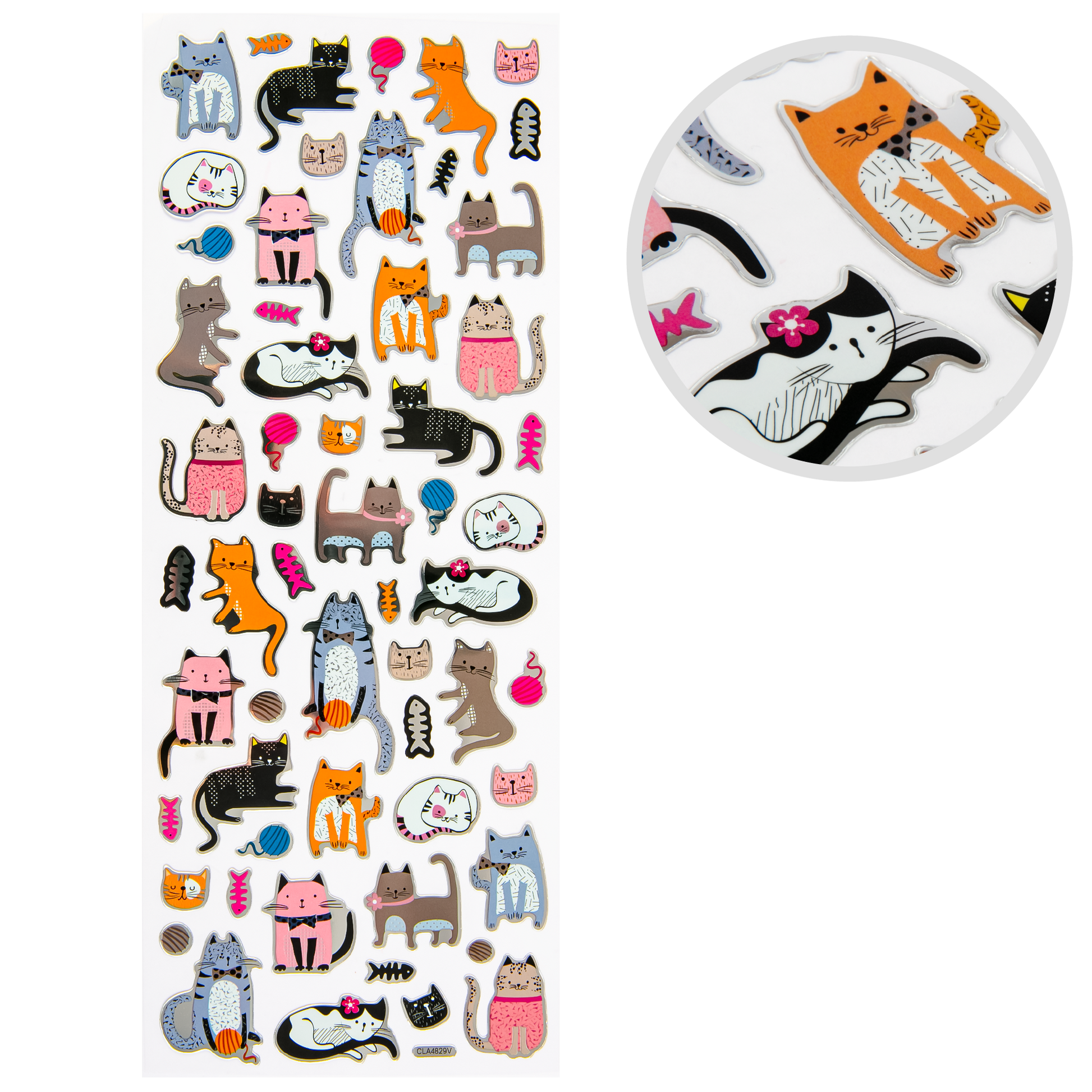 Misty Rose Art Star Foil Stickers Crazy Cats (30 Stickers) Paper Craft