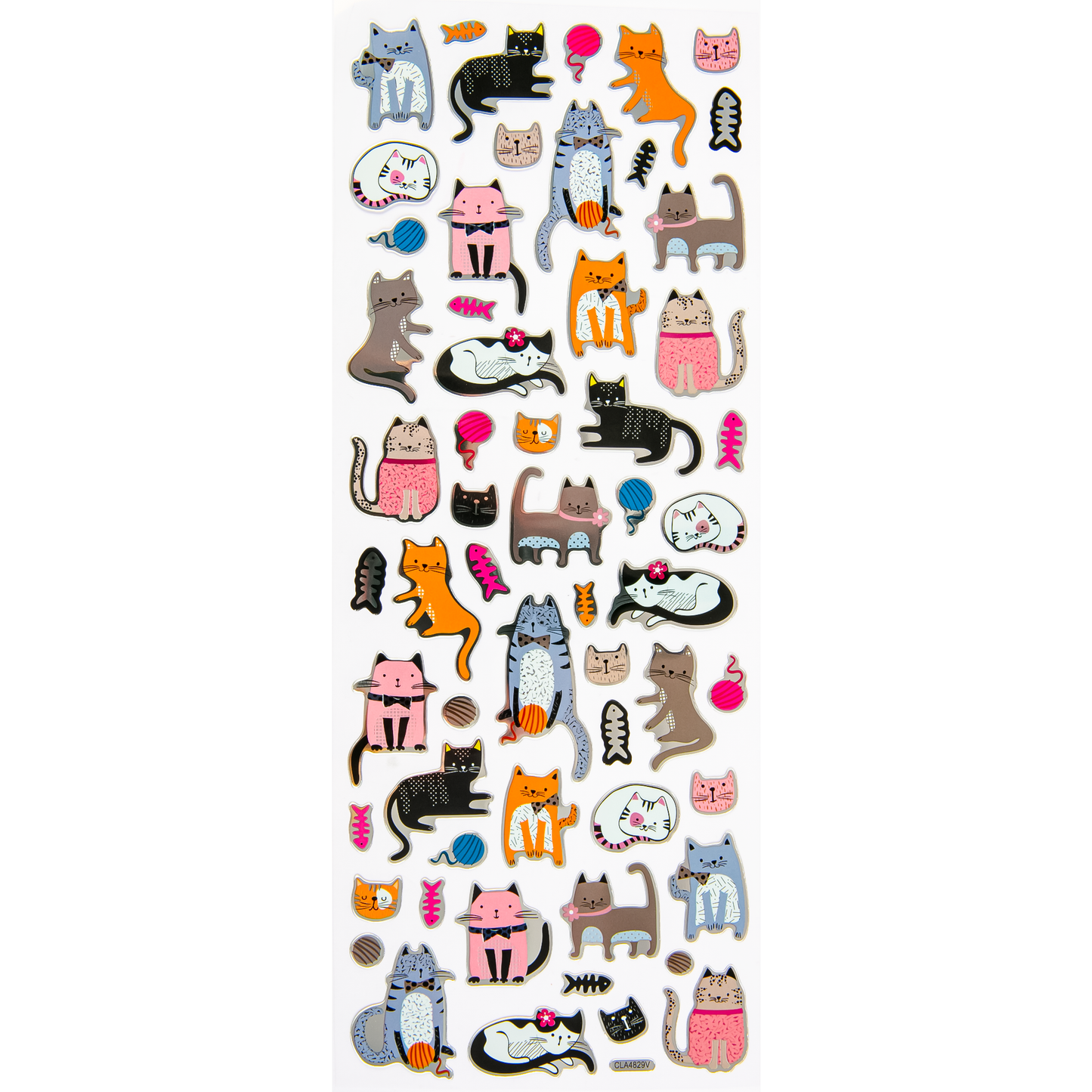 White Smoke Art Star Foil Stickers Crazy Cats (30 Stickers) Paper Craft