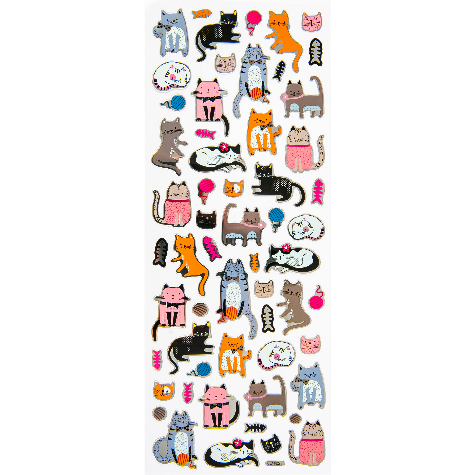 White Smoke Art Star Foil Stickers Crazy Cats (30 Stickers) Paper Craft