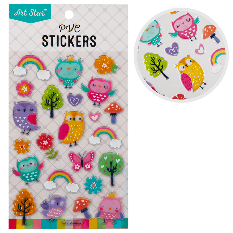 Light Gray Art Star PVC Stickers Owls in the Forest (23 Stickers) Paper Craft