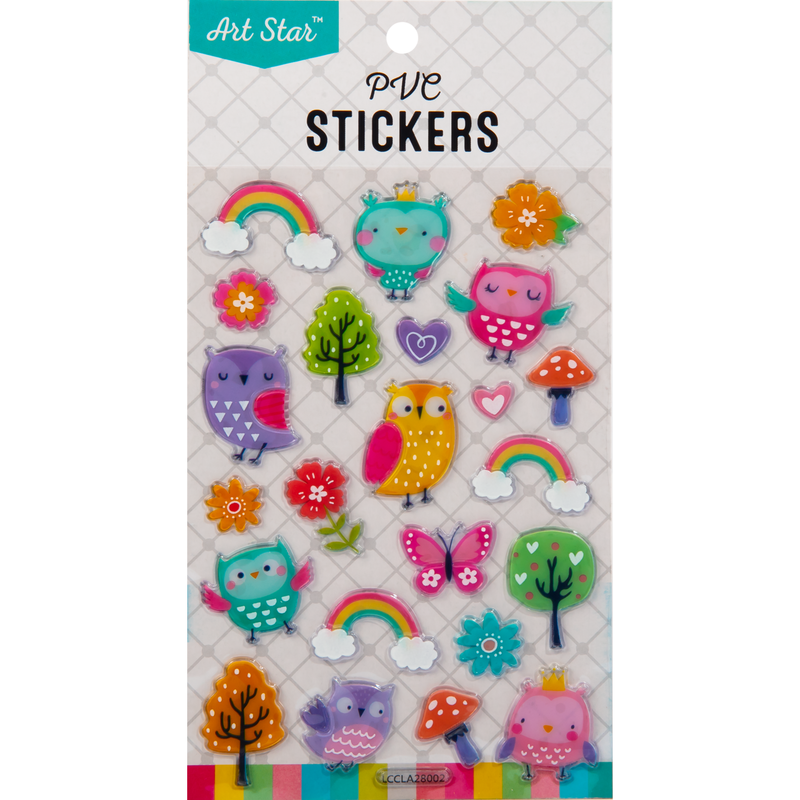 Gray Art Star PVC Stickers Owls in the Forest (23 Stickers) Paper Craft