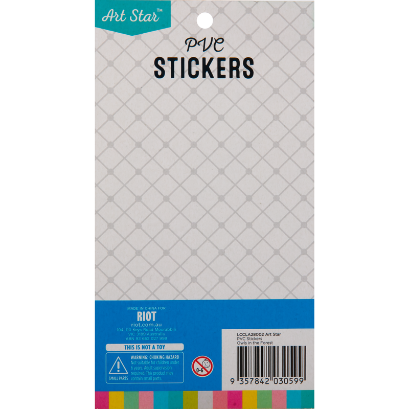 Light Gray Art Star PVC Stickers Owls in the Forest (23 Stickers) Paper Craft