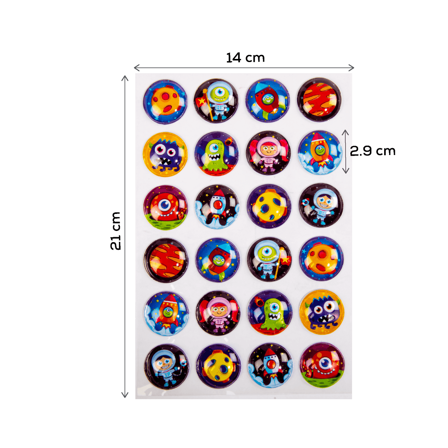 Dark Slate Gray Art Star 3D Bubble Stickers Space Adventures (24 Stickers) Paper Craft