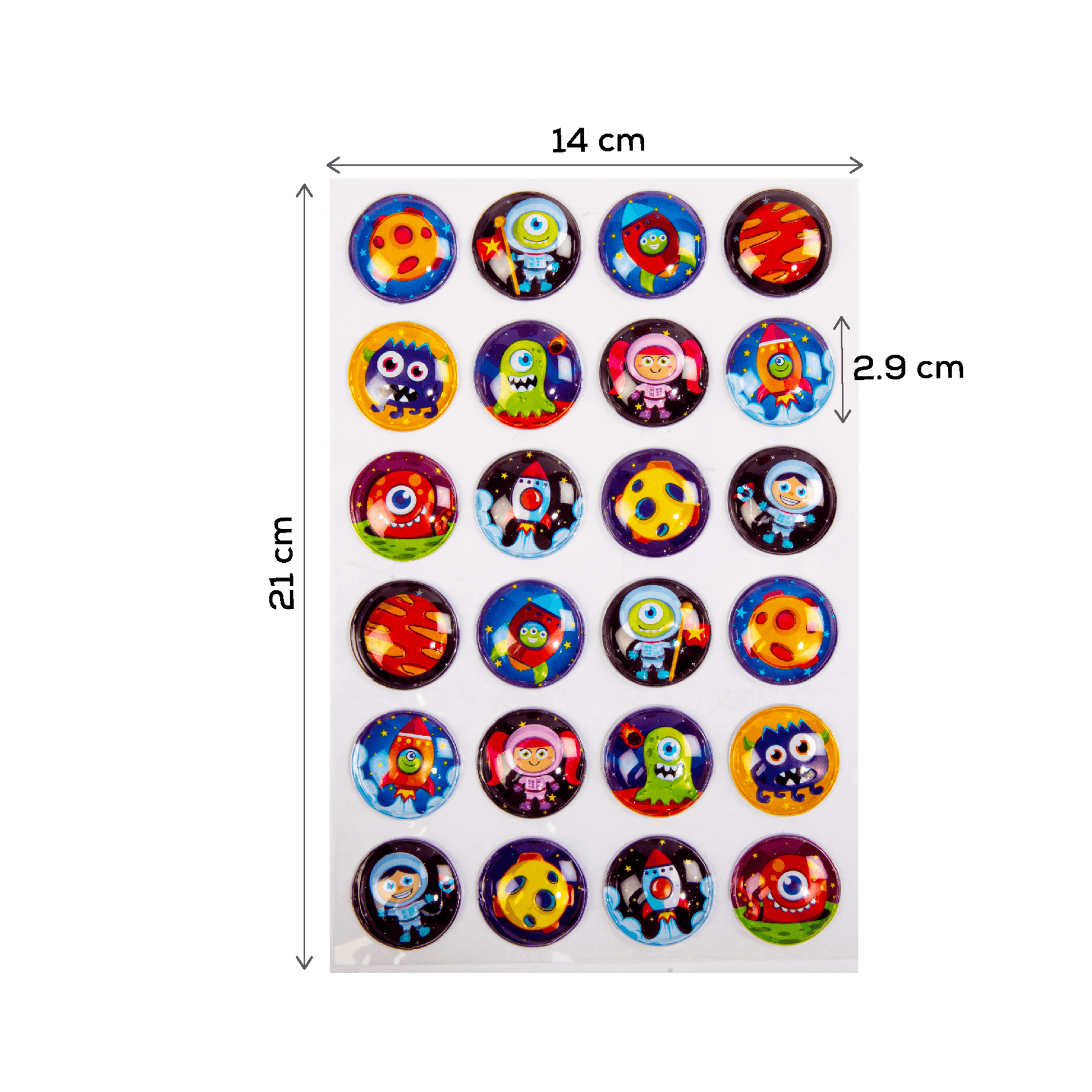 Dark Slate Gray Art Star 3D Bubble Stickers Space Adventures (24 Stickers) Paper Craft