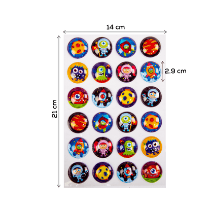 Dark Slate Gray Art Star 3D Bubble Stickers Space Adventures (24 Stickers) Paper Craft
