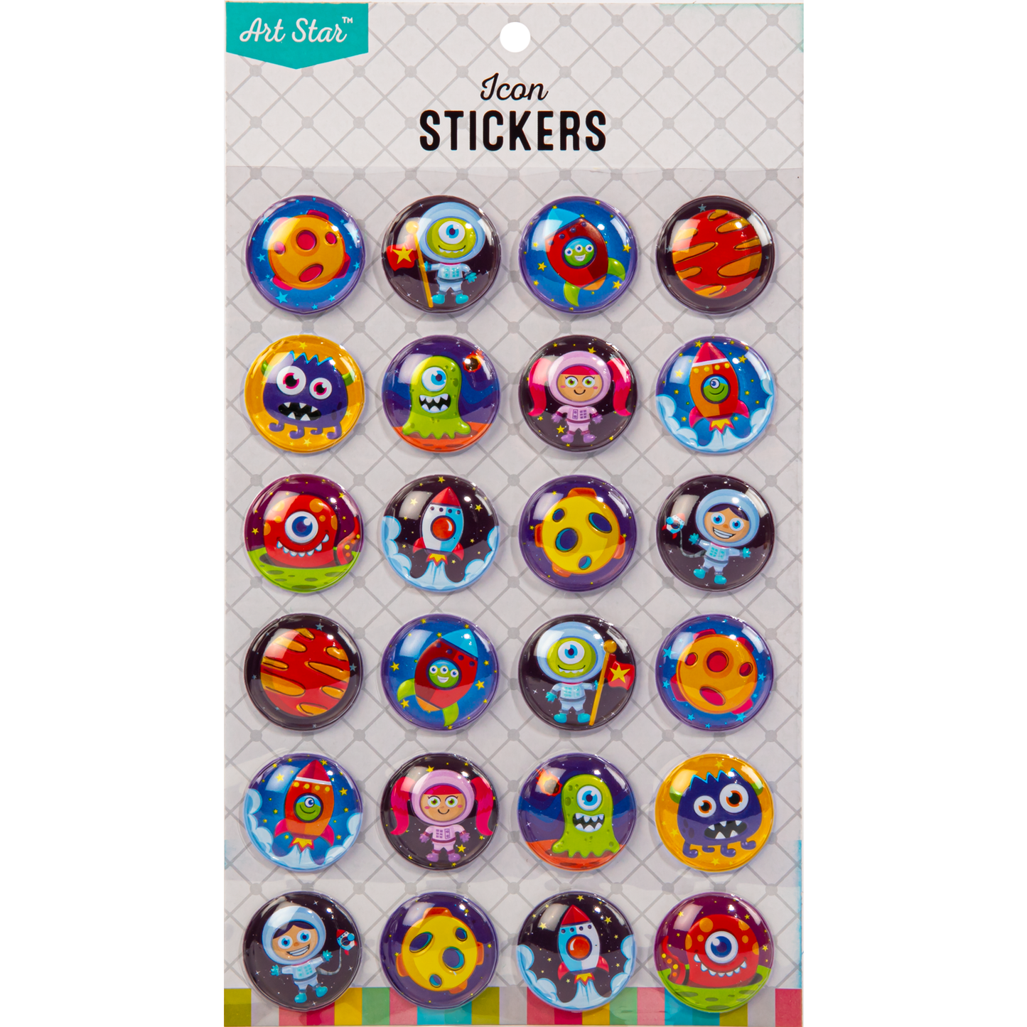 Gray Art Star 3D Bubble Stickers Space Adventures (24 Stickers) Paper Craft