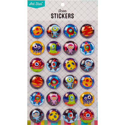 Gray Art Star 3D Bubble Stickers Space Adventures (24 Stickers) Paper Craft