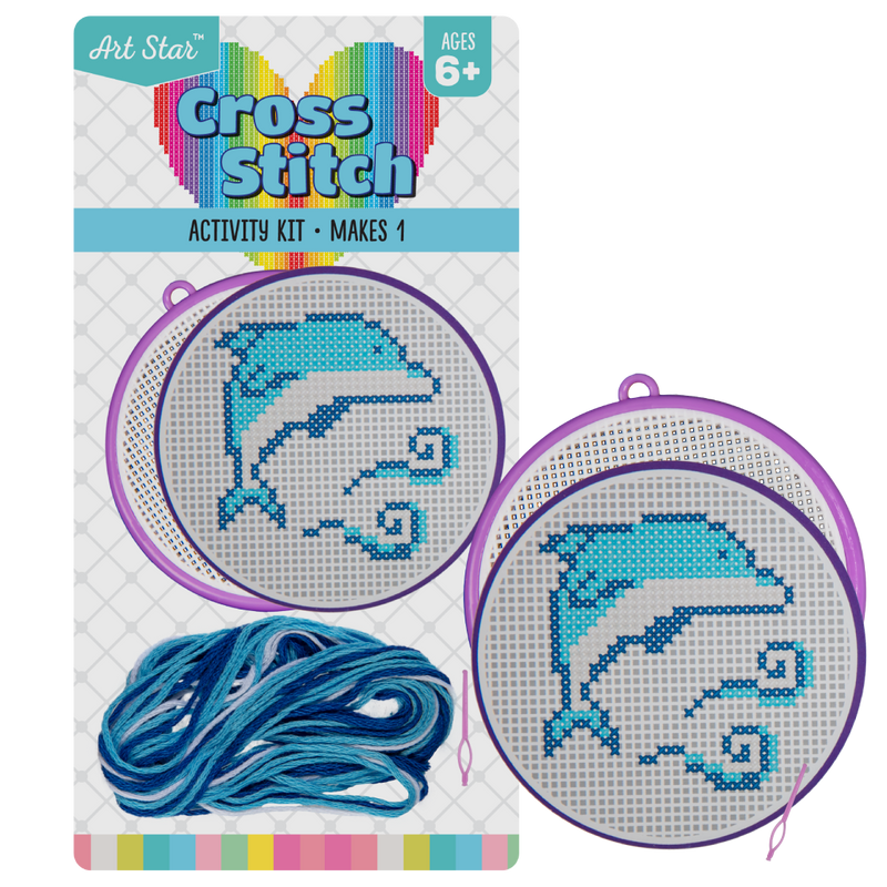 Dark Cyan Art Star Counted Cross Stitch Kit-Dolphin Kids Activities