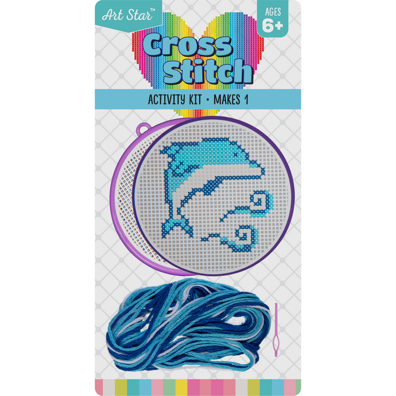 Dark Cyan Art Star Counted Cross Stitch Kit-Dolphin Kids Activities