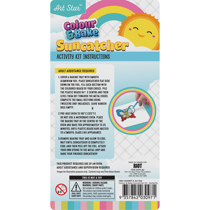 Light Gray Art Star Colour & Bake Suncatcher Kit-Butterfly