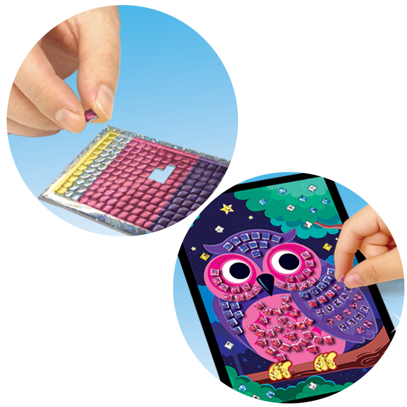 Gray Art Star Sticker Mosaic Art Kit-Owl Kids Activities