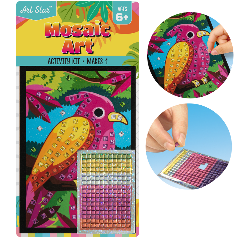 Dark Gray Art Star Sticker Mosaic Art Kit-Bird Kids Activities