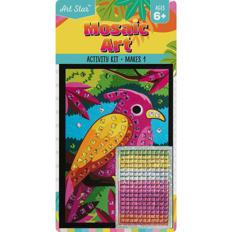 Dark Khaki Art Star Sticker Mosaic Art Kit-Bird Kids Activities