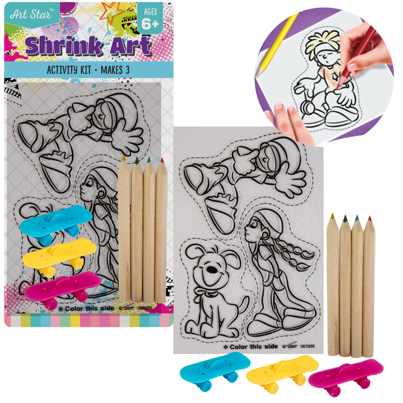 Gray Art Star Shrink Art Skateboard Kit-Cool Kids (Makes 3) Kids Activities