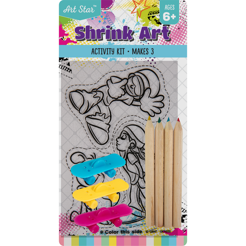 Gray Art Star Shrink Art Skateboard Kit-Cool Kids (Makes 3) Kids Activities