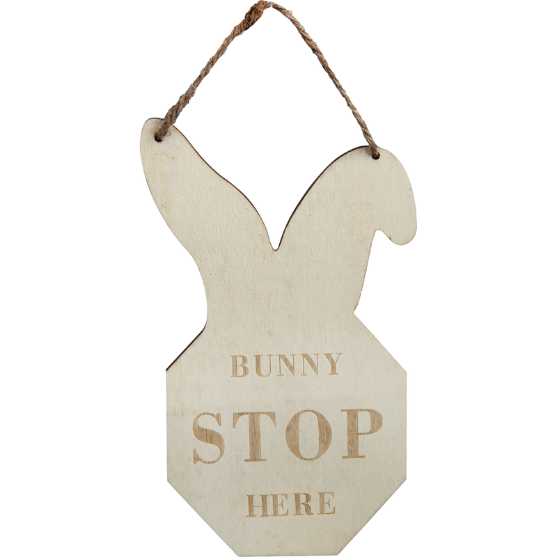 Gray Art Star Easter Plywood Bunny Stop Here Hanging Sign 14.7 x 24 x 0.3cm Easter