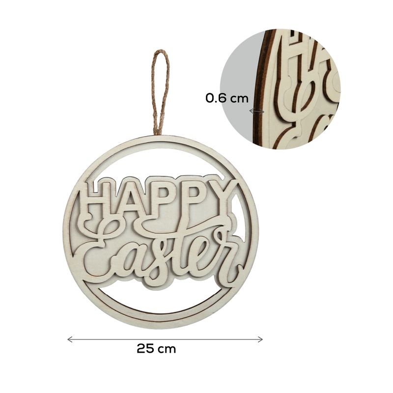 Gray Art Star Easter Plywood Happy Easter Hanging Sign 25 x 25 x 0.7cm Easter