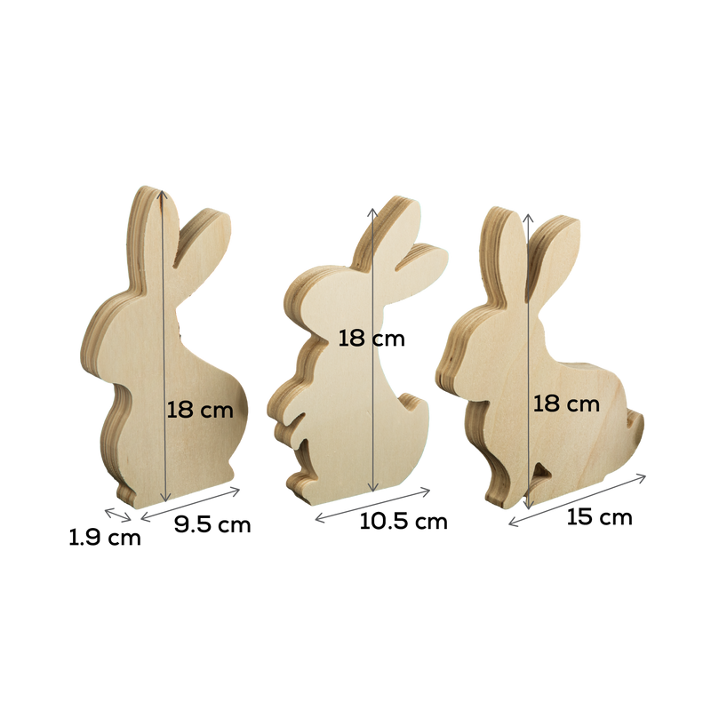 Tan Art Star Easter Plywood Bunny Shapes to Decorate 3 Pack Easter