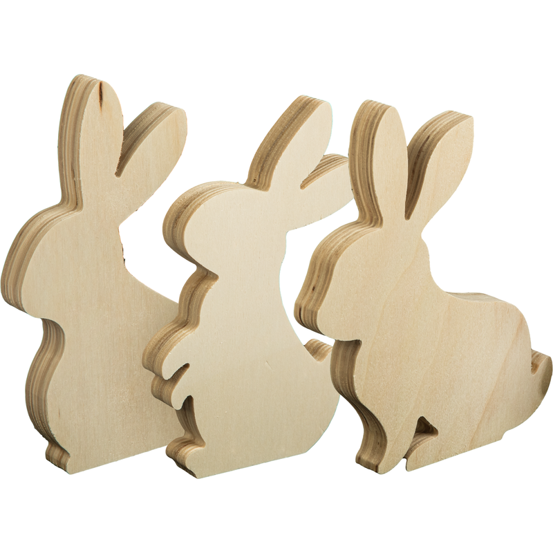 Tan Art Star Easter Plywood Bunny Shapes to Decorate 3 Pack Easter