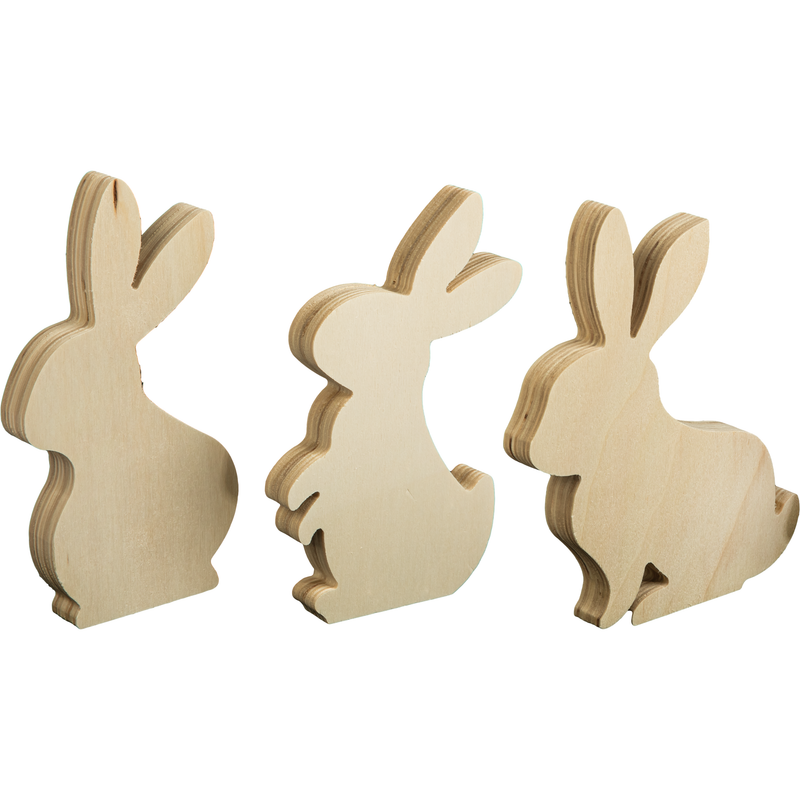 Tan Art Star Easter Plywood Bunny Shapes to Decorate 3 Pack Easter