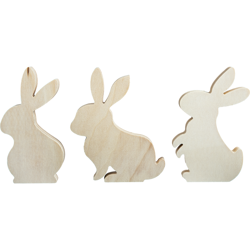 Gray Art Star Easter Plywood Bunny Shapes to Decorate 3 Pack Easter