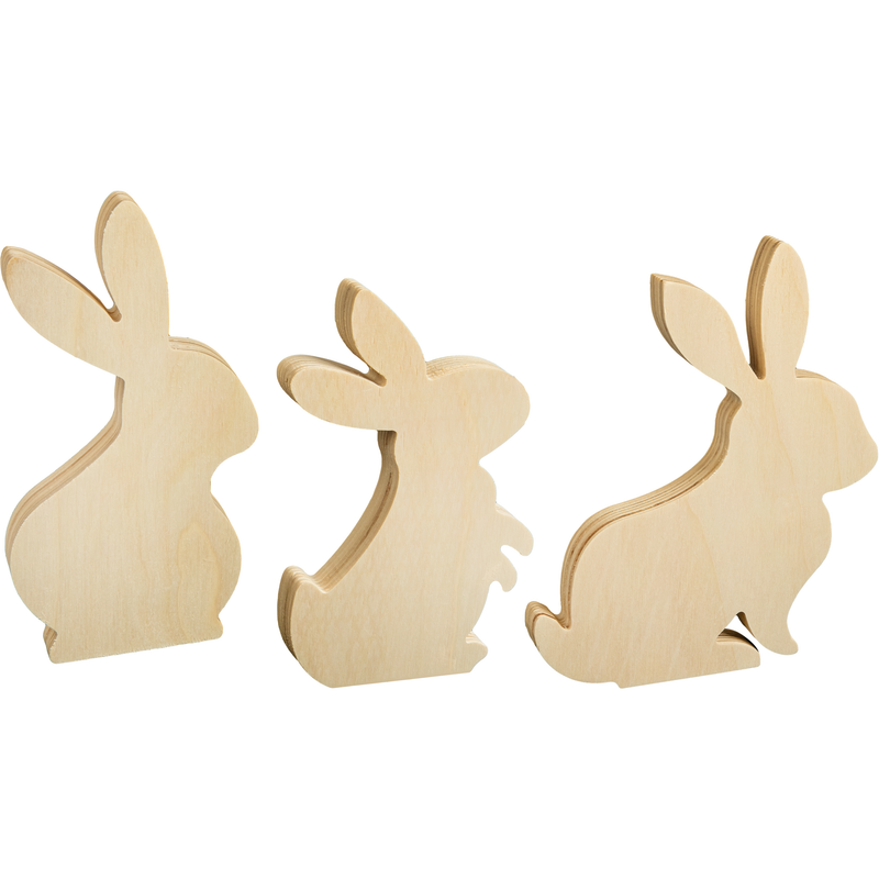 Wheat Art Star Easter Plywood Bunny Shapes to Decorate 3 Pack Easter