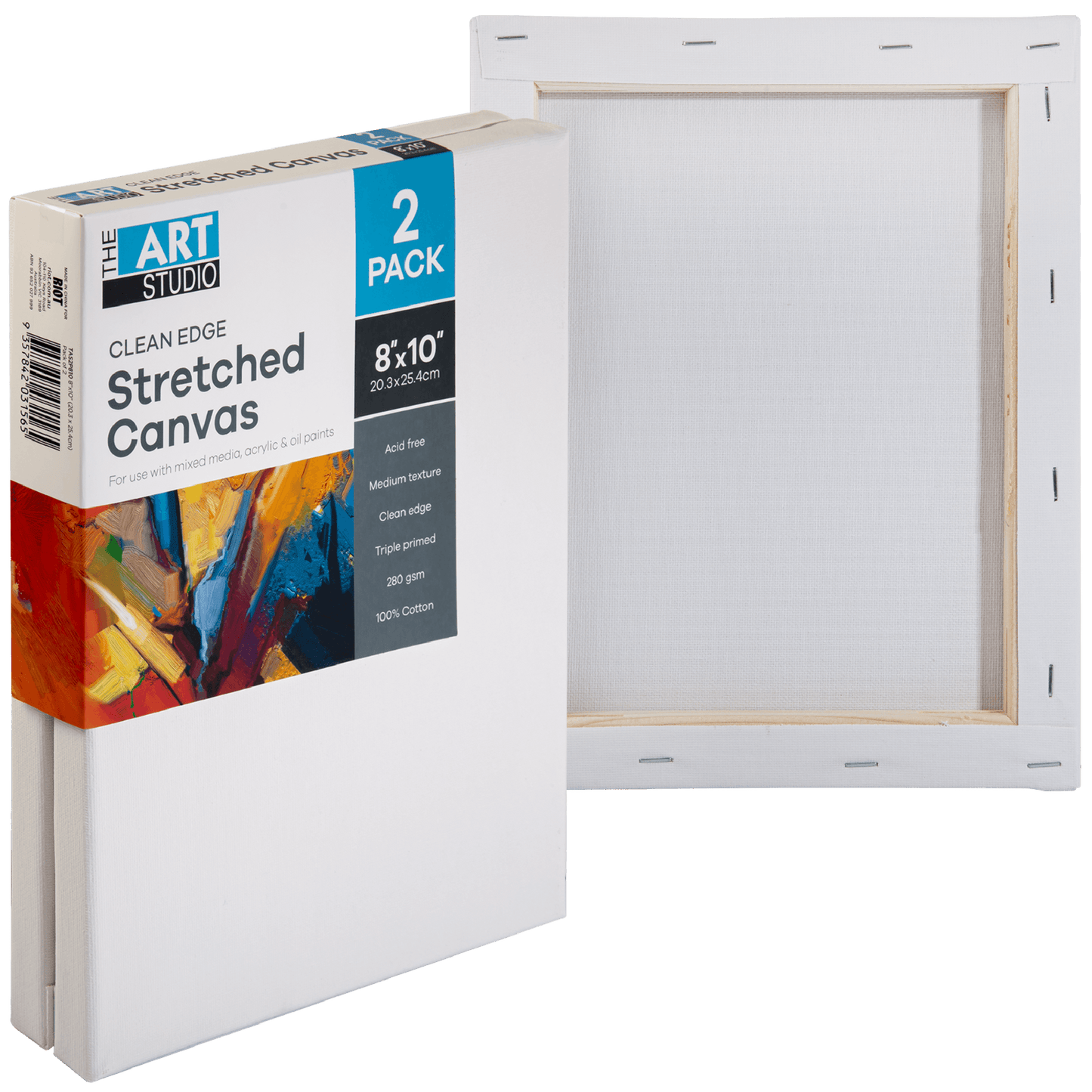 Light Gray The Art Studio Thin Bar Canvas 8"x10"  Pack of 2 Thin Bar Stretched Canvas