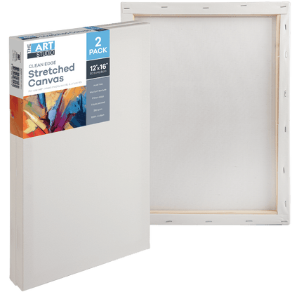 Light Gray The Art Studio Thin Bar Canvas 12"x16" (30x40cm) Pack of 2 Thin Bar Stretched Canvas
