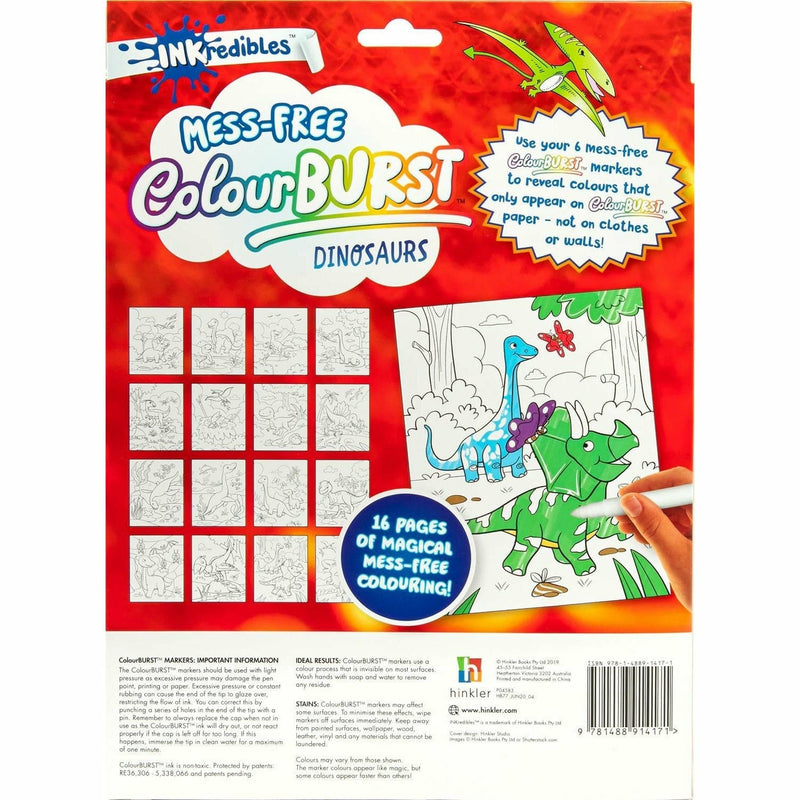 Firebrick Inkredibles Colour Burst Colouring - Dinosaurs Kids Activity Books
