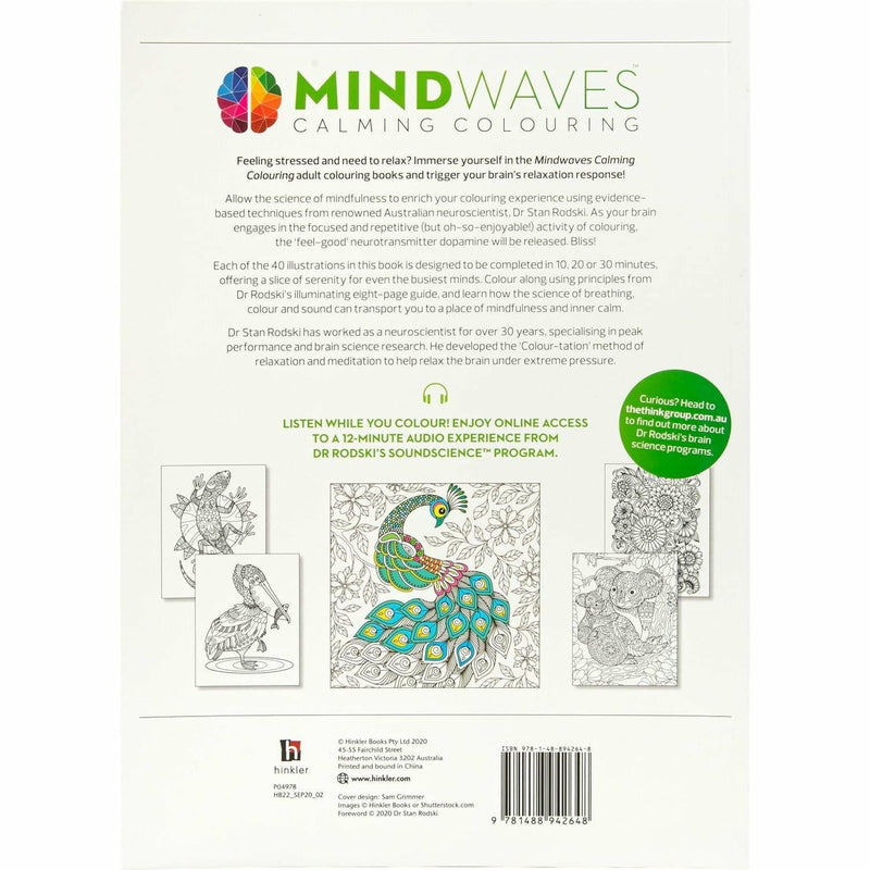 White Smoke Mindwaves Calming Colouring Flora and Fauna Colouring In Books
