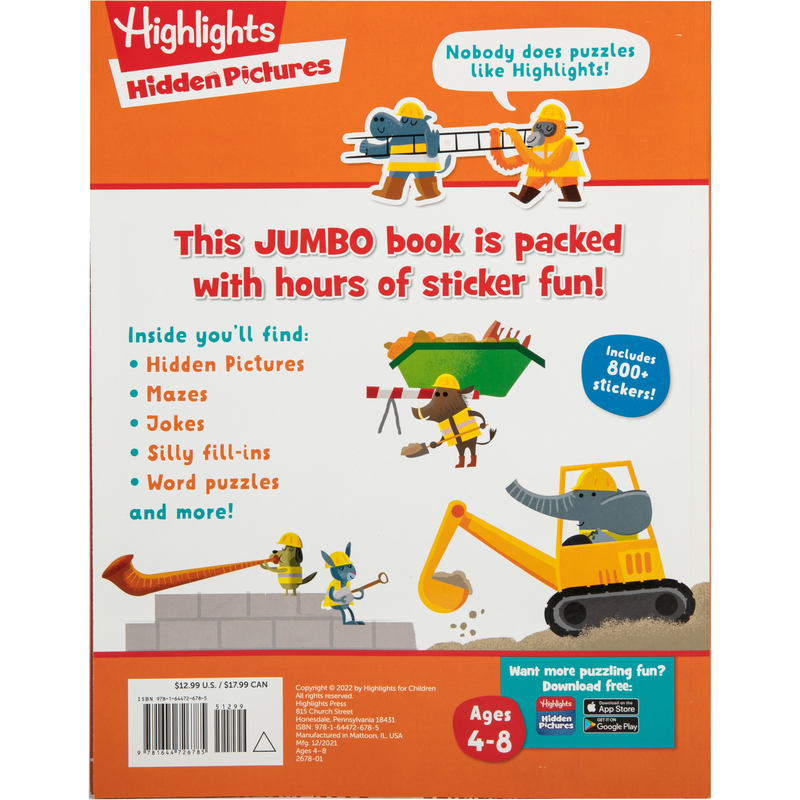 Beige Jumbo Book of Sticker Puzzles Kids Drawing Supplies