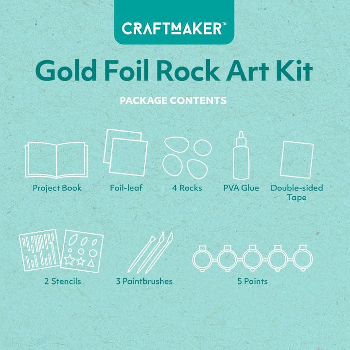 Light Blue Gold Foil Rock Art Kit Kids Activities