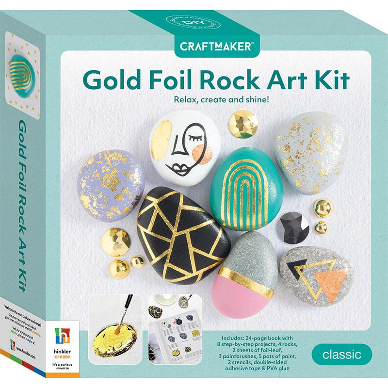 Light Gray Gold Foil Rock Art Kit Kids Activities