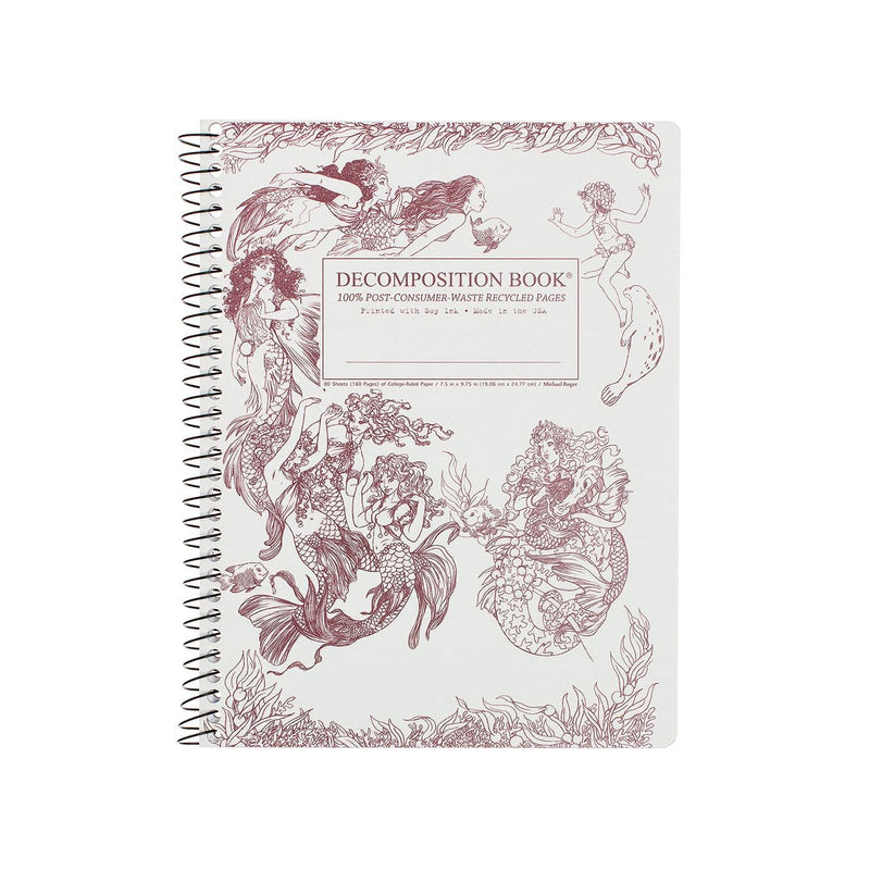 Antique White Decomposition Book Spiral Notebook Ruled   Large   Mermaids Pads