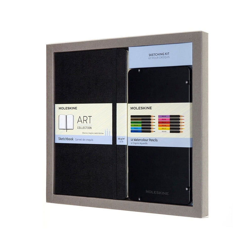 Light Gray Moleskine Sketchbook & Watercolour Pencils Bundle Set Pads