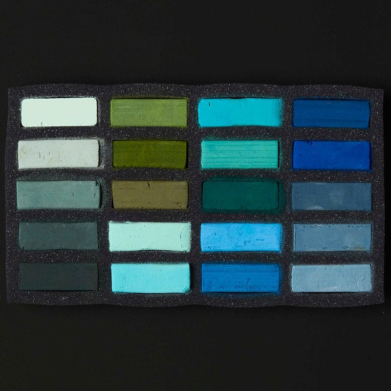 Dodger Blue Art Spectrum Extra Soft Square Pastel Set Of 20 - Temperate Landscape Pastels & Charcoal
