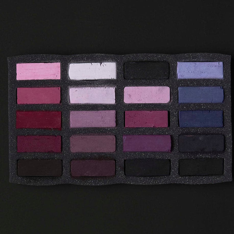 Dim Gray Art Spectrum Extra Soft Square Pastel Set Of 20 - Violets Pastels & Charcoal