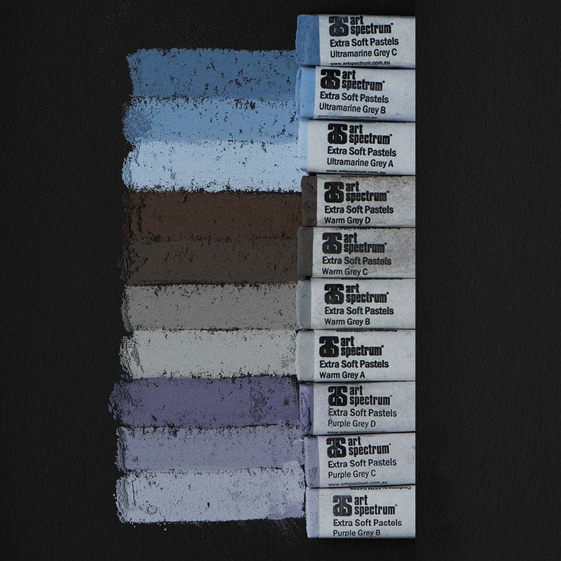 Dark Slate Gray Art Spectrum Extra Soft Square Pastel Set Of 10 - Warm Greys Pastels & Charcoal