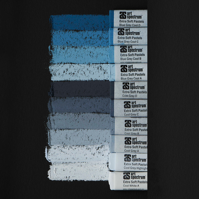 Slate Gray Art Spectrum Extra Soft Square Pastel Set Of 10 - Cool Greys Pastels & Charcoal