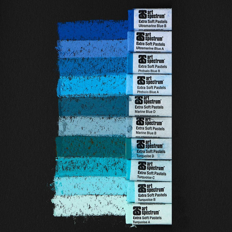 Dark Slate Gray Art Spectrum Extra Soft Square Pastel Set Of 10 - Turquoise And Blues Pastels & Charcoal