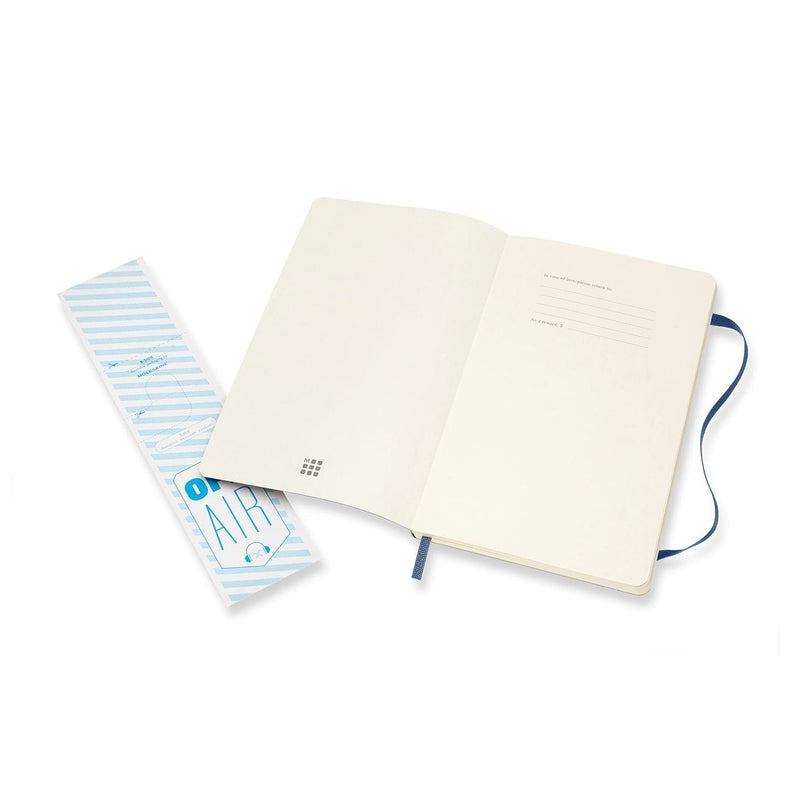 Beige Moleskine Classic  Soft Cover  Note Book -  Plain  -   Large   - Sapphire Blue Pads