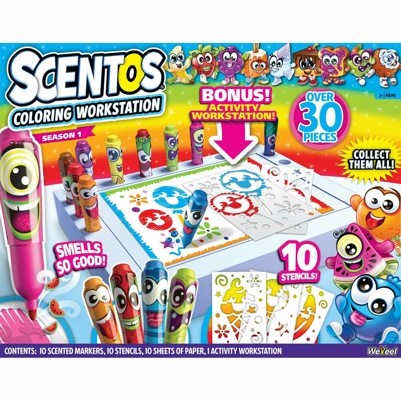 Dark Slate Blue Scentos Scented Colouring Drawing Workstation Set with Markers and Stencils Kids Craft Kits