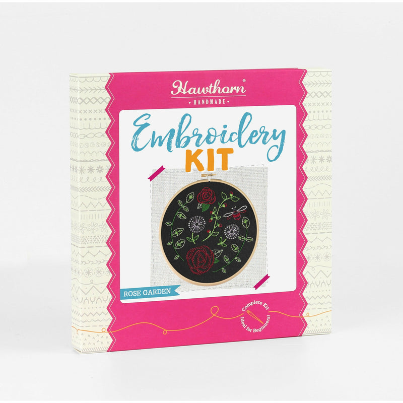 Violet Red Hawthorn Handmade Black Rose Garden Embroidery Kit Needlework Kits